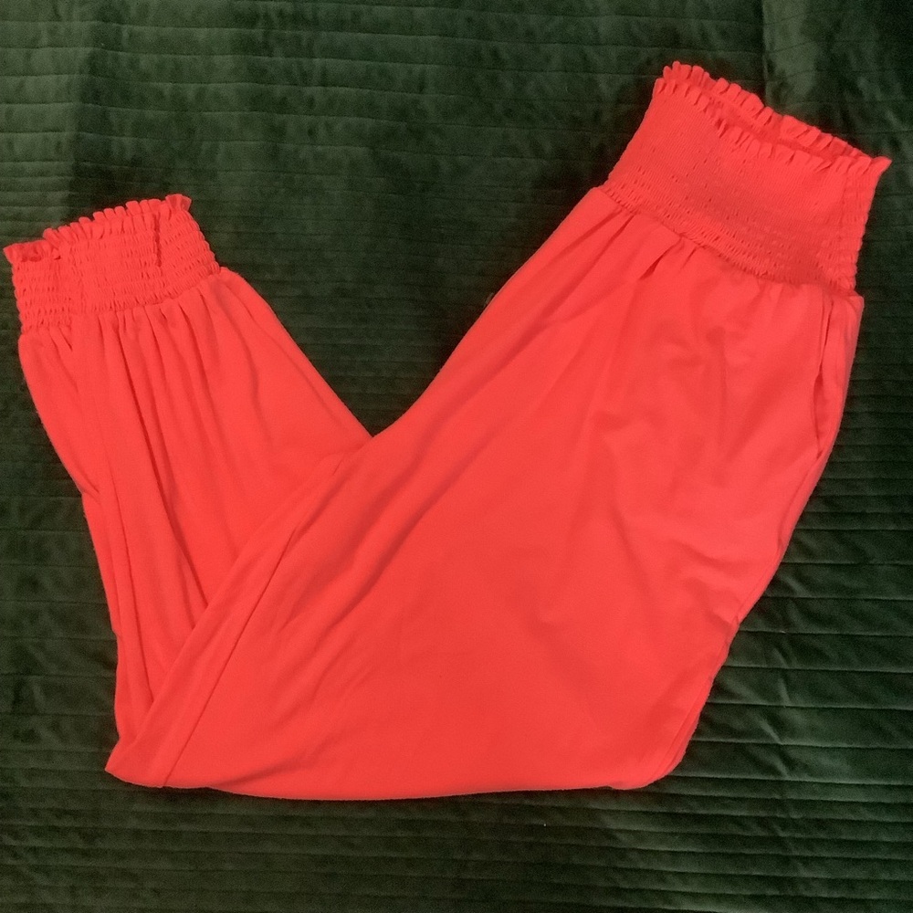 Zenana Hot Pink Smocked Pull-On Pants
